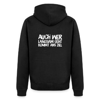 I go at my own pace - Unisex Premium Organic Zip Hoodie - black - Back - Nico (187cm)