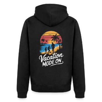 Father and 2 sons football holiday beach vintage - Unisex Premium Organic Zip Hoodie - black - Back - Nico (187cm)