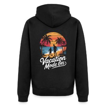 Father and son football holiday beach retro vintage - Unisex Premium Organic Zip Hoodie - black - Back - Nico (187cm)