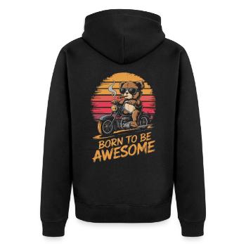 Ours en peluche avec des lunettes de soleil équitation moto vintage - Veste à capuche bio Premium Unisexe - noir - Dos - Nico (187cm)