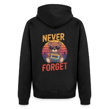 Teddy bear with sunglasses and music cassette - Unisex Premium Organic Zip Hoodie - black - Back - Nico (187cm)