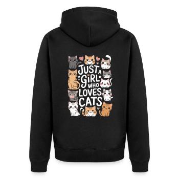 Dicton de chats mignons pour les femmes et les filles - Veste à capuche bio Premium Unisexe - noir - Dos - Nico (187cm)