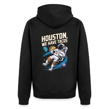 Astronaut Tacos - Unisex Premium Bio Zip Hoodie - Schwarz - Hinten - Nico (187cm)