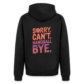 Handball vintage Spruch - Unisex Premium Bio Zip Hoodie - Schwarz - Hinten - Nico (187cm)
