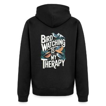 Vogelbeobachtung Ornithologe Vögel - Unisex Premium Bio Zip Hoodie - Schwarz - Hinten - Nico (187cm)