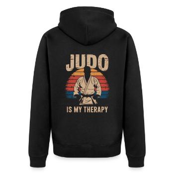 Judo vintage - Unisex Premium Organic Zip Hoodie - black - Back - Nico (187cm)