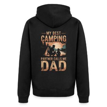 Père et fils camping camping randonnée vintage - Veste à capuche bio Premium Unisexe - noir - Dos - Nico (187cm)