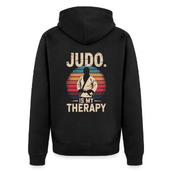Judo vintage - Unisex Premium Organic Zip Hoodie - black - Back - Nico (187cm)