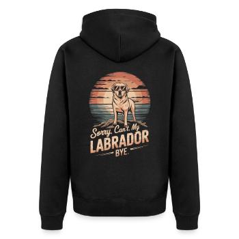 Labrador with sunglasses vintage saying - Unisex Premium Organic Zip Hoodie - black - Back - Nico (187cm)