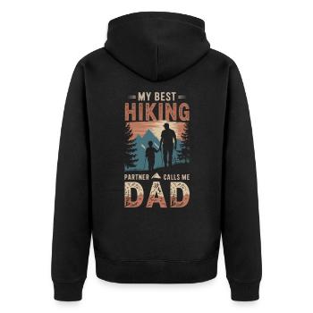 Père et fils camping camping randonnée vintage - Veste à capuche bio Premium Unisexe - noir - Dos - Nico (187cm)