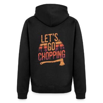 Holzfäller Holz hacken Baumfäller - Unisex Premium Bio Zip Hoodie - Schwarz - Hinten - Nico (187cm)