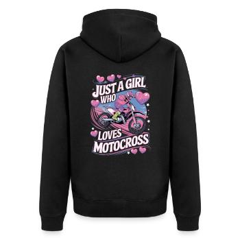 Motocross Motorcycle Rider Woman Saying - Unisex Premium Organic Zip Hoodie - black - Back - Nico (187cm)