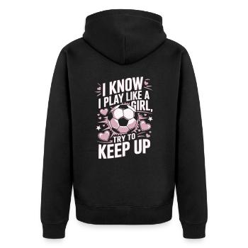 Filles Football Drôle Dicton Football Féminin - Veste à capuche bio Premium Unisexe - noir - Dos - Nico (187cm)