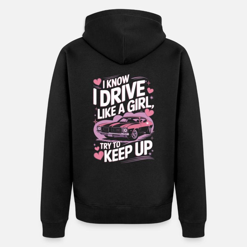 Pilote de muscle car coureur - Veste à capuche bio Premium Unisexe - noir