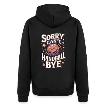 Handball vintage Spruch - Unisex Premium Bio Zip Hoodie - Schwarz - Hinten - Nico (187cm)