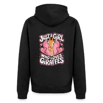 Giraffe Lustiger Spruch Mädchen - Unisex Premium Bio Zip Hoodie - Schwarz - Hinten - Nico (187cm)
