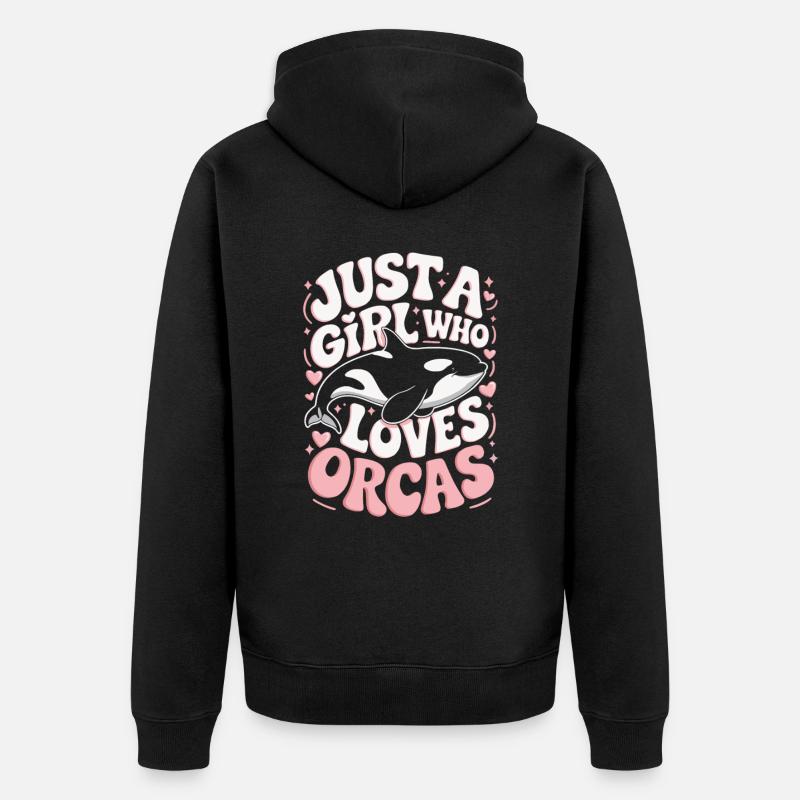 Orca Spruch Mädchen - Unisex Premium Bio Zip Hoodie - Schwarz