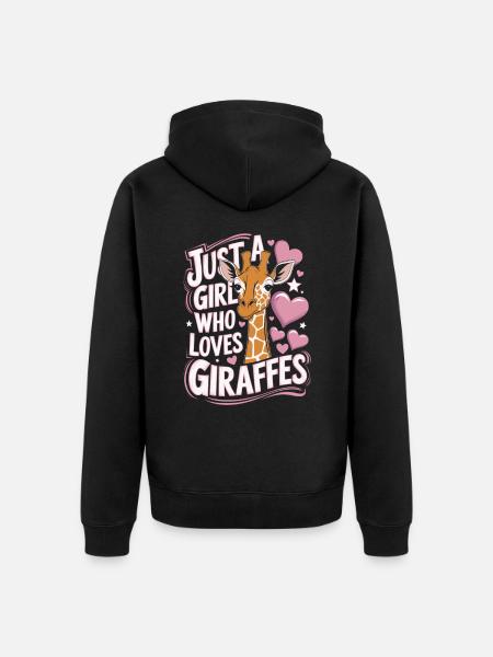 Giraffe Spruch Mädchen - Unisex Premium Bio Zip Hoodie - Schwarz