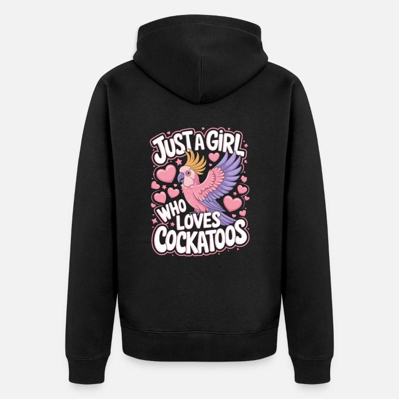 Kakadu Papagei Mädchen Spruch - Unisex Premium Bio Zip Hoodie - Schwarz