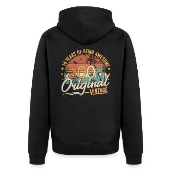 2008 Jahrgang geboren Vintage 14 Geburtstag Retro - Unisex Premium Bio Zip Hoodie - Schwarz - Hinten - Nico (187cm)