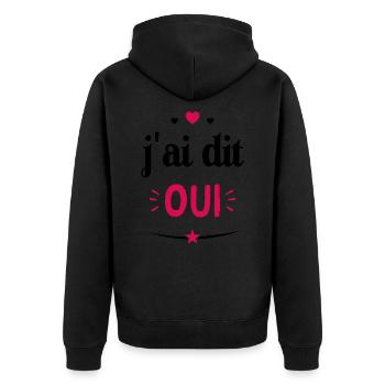 J'ai dit oui - Cadeau futur Mariés - Veste à capuche bio Premium Unisexe - noir - Dos - Nico (187cm)