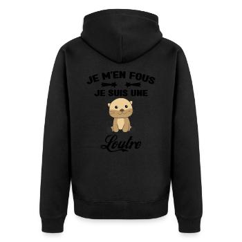 Je M'en Fous Je Suis Une Loutre Humour Cadeau - Veste à capuche bio Premium Unisexe - noir - Dos - Nico (187cm)