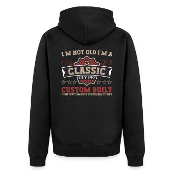 29ème anniversaire Né 1993 Juillet Cadeaux Hommes - Veste à capuche bio Premium Unisexe - noir - Dos - Nico (187cm)