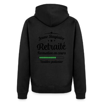 Jeune Stagiaire Retraité Citation Humour - Veste à capuche bio Premium Unisexe - noir - Dos - Nico (187cm)
