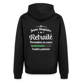 Jeune Stagiaire Retraité Citation Humour - Veste à capuche bio Premium Unisexe - noir - Dos - Nico (187cm)