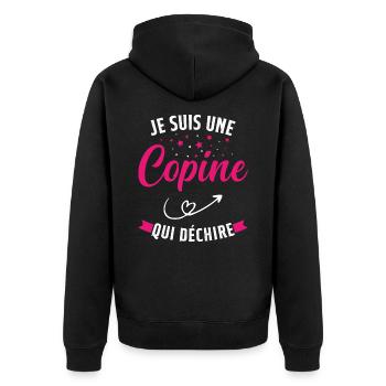 Je Suis Une Copine Qui Déchire Humour Cadeau - Veste à capuche bio Premium Unisexe - noir - Dos - Nico (187cm)