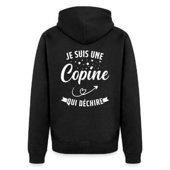 Je Suis Une Copine Qui Déchire Humour Cadeau - Veste à capuche bio Premium Unisexe - noir - Dos - Nico (187cm)