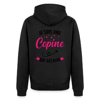 Je Suis Une Copine Qui Déchire Humour Cadeau - Veste à capuche bio Premium Unisexe - noir - Dos - Nico (187cm)