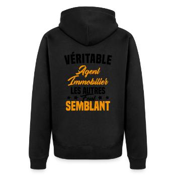 Véritable agent immobilier Cadeau Humour - Veste à capuche bio Premium Unisexe - noir - Dos - Nico (187cm)