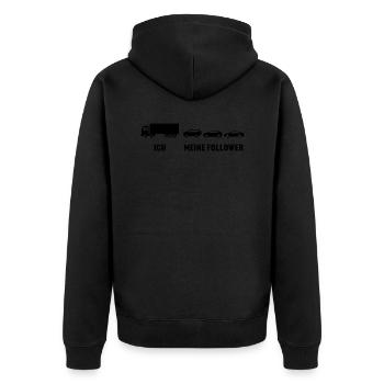 Lkw fahrer ich meine follower lastkraftwagen - Unisex Premium Bio Zip Hoodie - Schwarz - Hinten - Nico (187cm)