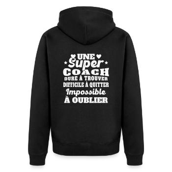 Une Super Coach Idée Femme Cadeau Humour - Veste à capuche bio Premium Unisexe - noir - Dos - Nico (187cm)