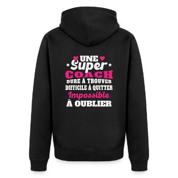 Une Super Coach Idée Femme Cadeau Humour - Veste à capuche bio Premium Unisexe - noir - Dos - Nico (187cm)