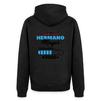 Einzelkind Big Brother 2025 - Unisex Premium Bio Zip Hoodie - Schwarz - Hinten - Nico (187cm)