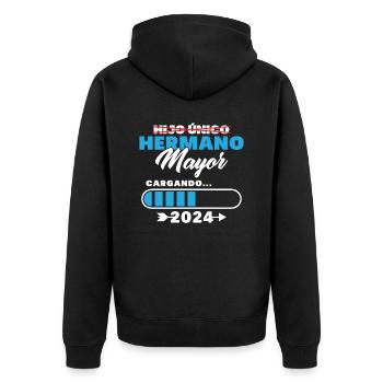 Einzelkind Big Brother 2024 - Unisex Premium Bio Zip Hoodie - Schwarz - Hinten - Nico (187cm)