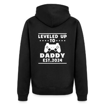 Leveled up to Daddy 2024, Dad Gift 2024 - Unisex Premium Organic Zip Hoodie - black - Back - Nico (187cm)