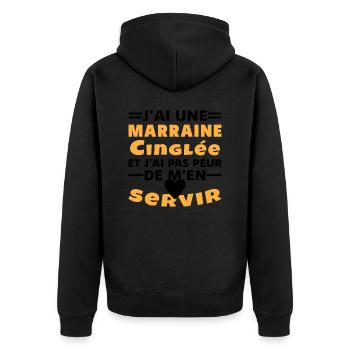 J'ai une marraine cinglée et je peux m'en servir - Veste à capuche bio Premium Unisexe - noir - Dos - Nico (187cm)