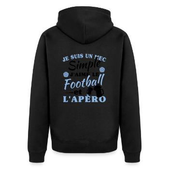 Un mec simple, football et apéro - Veste à capuche bio Premium Unisexe - noir - Dos - Nico (187cm)