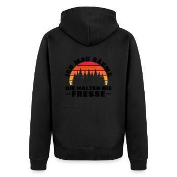 Ich Mag Bäume Die Halten Die Fresse - Unisex Premium Bio Zip Hoodie - Schwarz - Hinten - Nico (187cm)