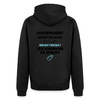 Biberons de Minuit Humour Naissance Humour Cadeau - Veste à capuche bio Premium Unisexe - noir - Dos - Nico (187cm)