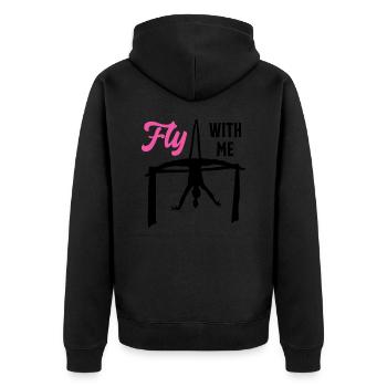 Flieg mit mir Silk Circus Antenne - Unisex Premium Bio Zip Hoodie - Schwarz - Hinten - Nico (187cm)