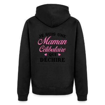 Femme Maman célibataire qui déchire - Veste à capuche bio Premium Unisexe - noir - Dos - Nico (187cm)