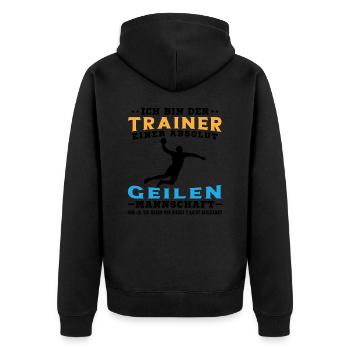Mannschaft Handballspieler Beachhandball Ballsport - Unisex Premium Bio Zip Hoodie - Schwarz - Hinten - Nico (187cm)
