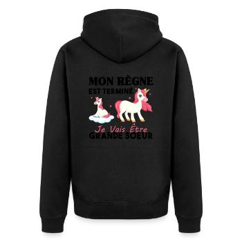 Future Grande Soeur Annonce Grossesse Cadeau - Veste à capuche bio Premium Unisexe - noir - Dos - Nico (187cm)