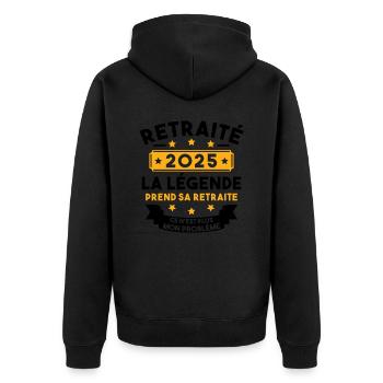 Retraité 2025 Pour Homme Femme Départ Retraite - Veste à capuche bio Premium Unisexe - noir - Dos - Nico (187cm)