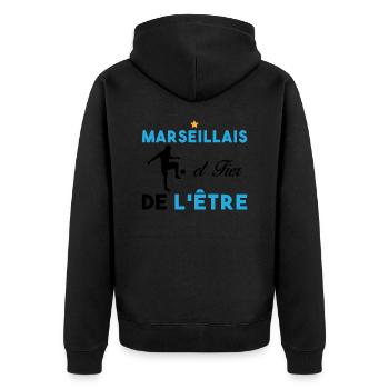 J'aime Marseille Je suis Supporter de Marseille - Veste à capuche bio Premium Unisexe - noir - Dos - Nico (187cm)