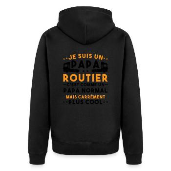 je suis un papa routier / humour papa routier - Veste à capuche bio Premium Unisexe - noir - Dos - Nico (187cm)